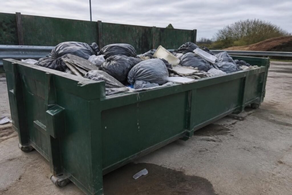 Container met restafval in zakken